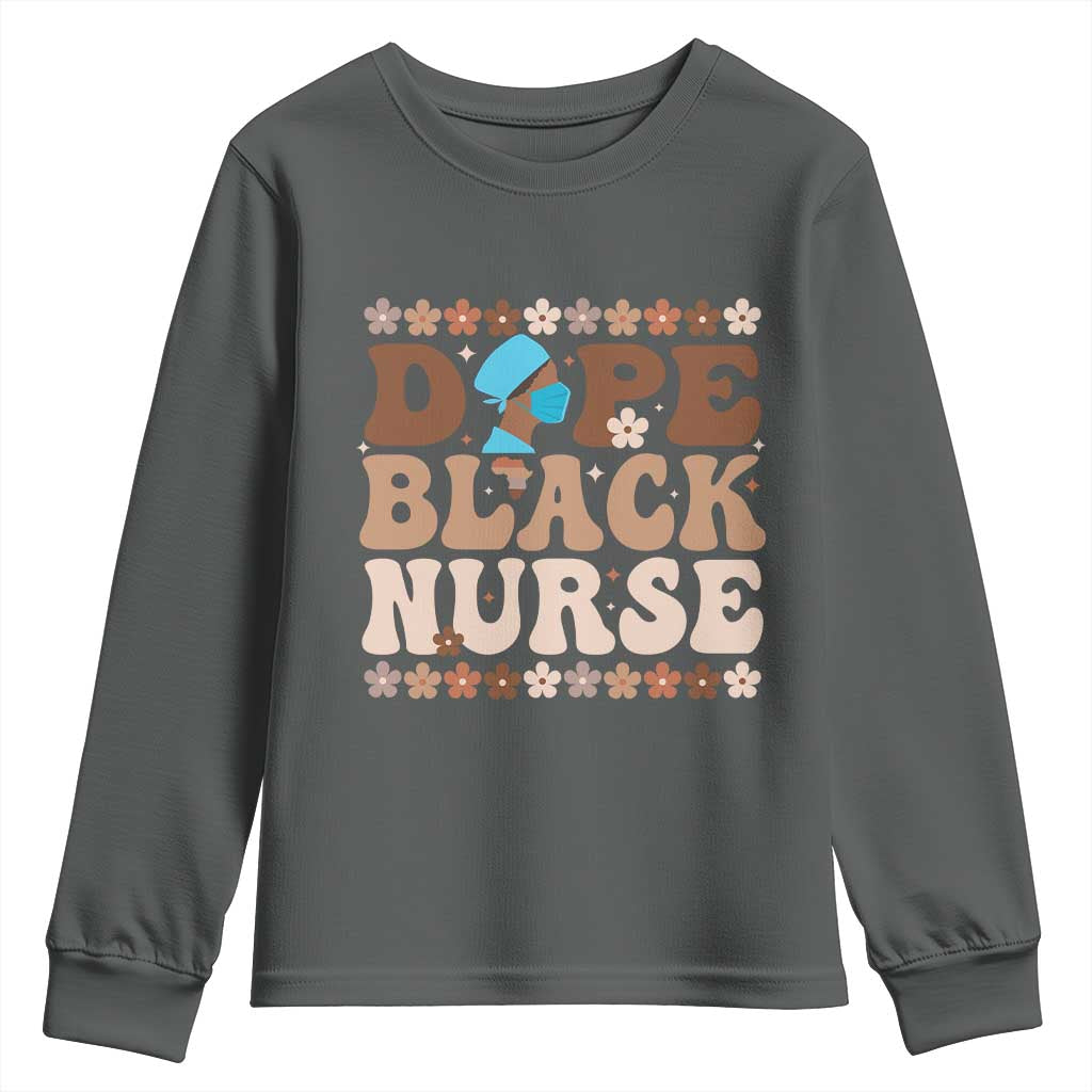 Dope Black Nurse Youth Sweatshirt African American Black Nurse Gift TS12 Dark Heather Print Your Wear