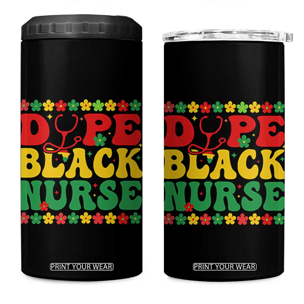 Melanin Queen Nursing Black History Month Gift 4 in 1 Can Cooler Tumbler Dope Black Nurse TS12 One Size: 16 oz Black Print Your Wear