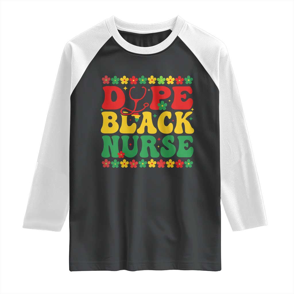 Melanin Queen Nursing Black History Month Gift Raglan Shirt Dope Black Nurse TS12 Black White Print Your Wear