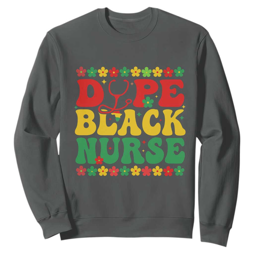 Melanin Queen Nursing Black History Month Gift Sweatshirt Dope Black Nurse TS12 Dark Heather Print Your Wear
