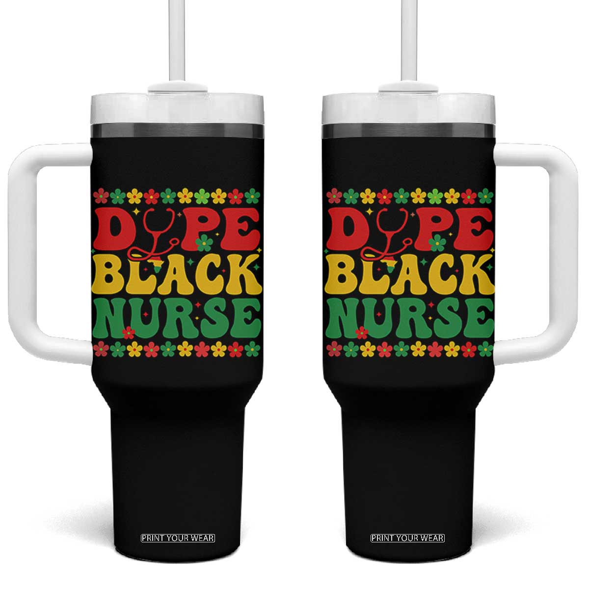 Melanin Queen Nursing Black History Month Gift Tumbler With Handle Dope Black Nurse TS12 One Size: 40 oz Black Print Your Wear