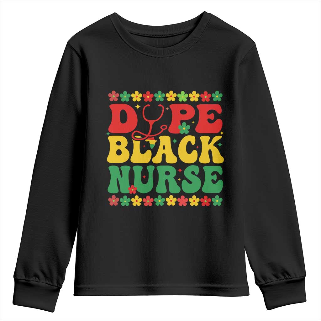 Melanin Queen Nursing Black History Month Gift Youth Sweatshirt Dope Black Nurse TS12 Black Print Your Wear