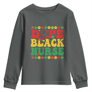Melanin Queen Nursing Black History Month Gift Youth Sweatshirt Dope Black Nurse TS12 Dark Heather Print Your Wear