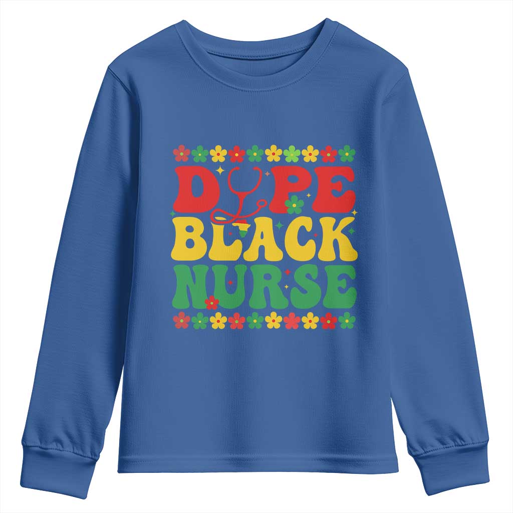 Melanin Queen Nursing Black History Month Gift Youth Sweatshirt Dope Black Nurse TS12 Royal Blue Print Your Wear