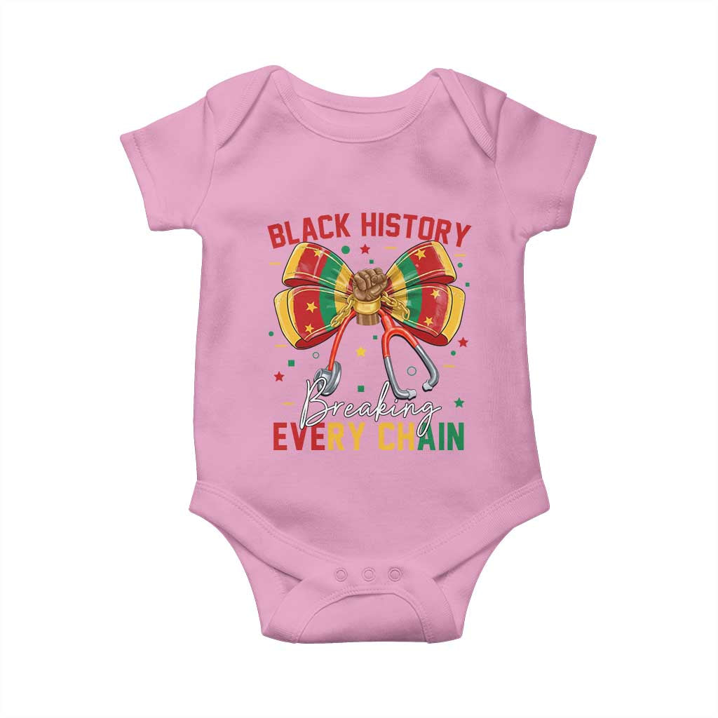 Black History Breaking Every Chain Baby Onesie Gift For Black Nurse TS12 Light Pink Print Your Wear