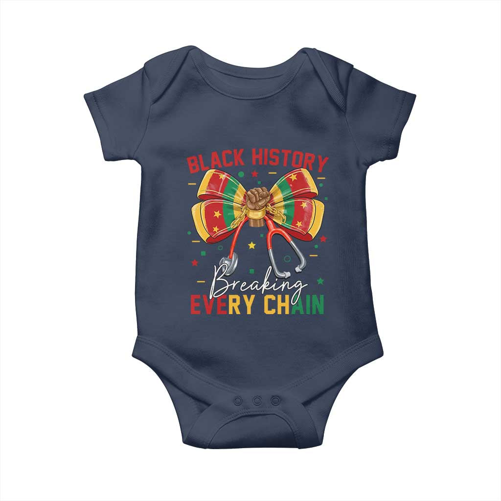 Black History Breaking Every Chain Baby Onesie Gift For Black Nurse TS12 Navy Print Your Wear