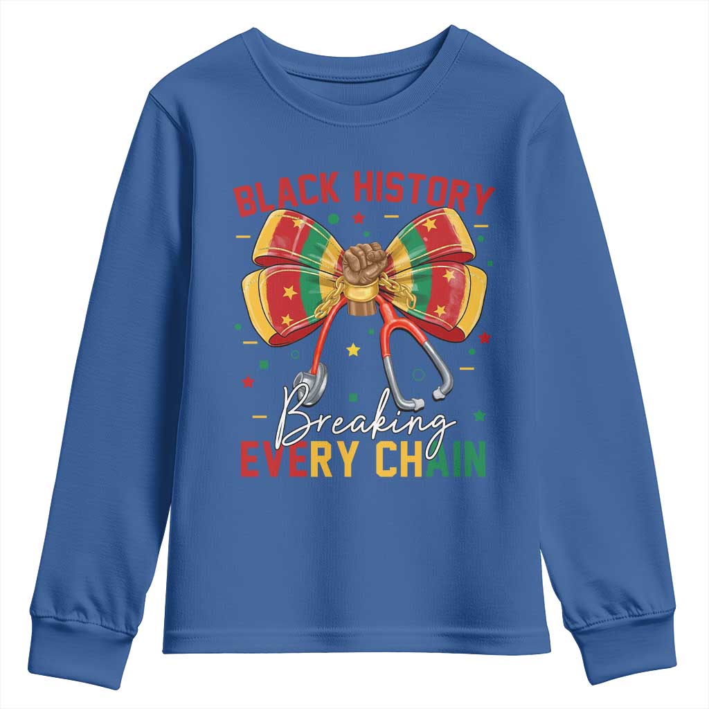 Black History Breaking Every Chain Youth Sweatshirt Gift For Black Nurse TS12 Royal Blue Print Your Wear