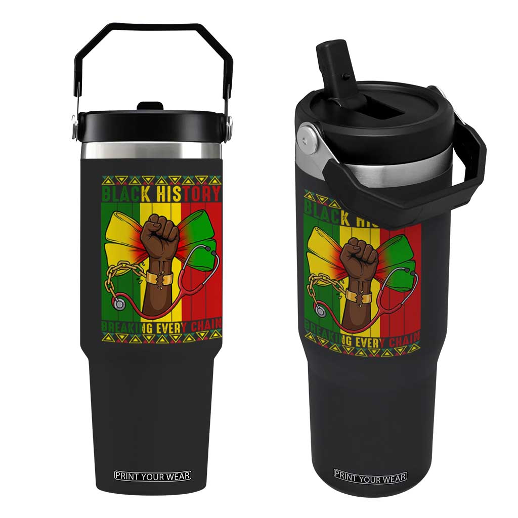 Breaking Every Chain Flip Straw Tumbler Black History Medical Professional Gift TS12 One Size: 30 oz Black Print Your Wear