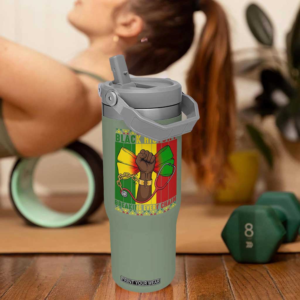 Breaking Every Chain Flip Straw Tumbler Black History Medical Professional Gift TS12 One Size: 30 oz Moss Green Print Your Wear