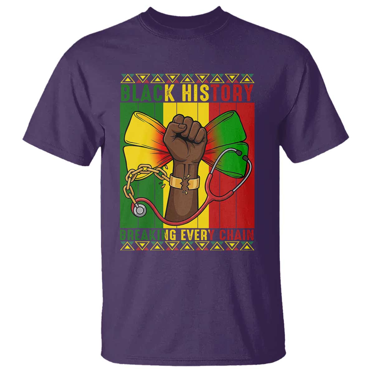 Breaking Every Chain T Shirt Black History Medical Professional Gift TS12 Purple Print Your Wear