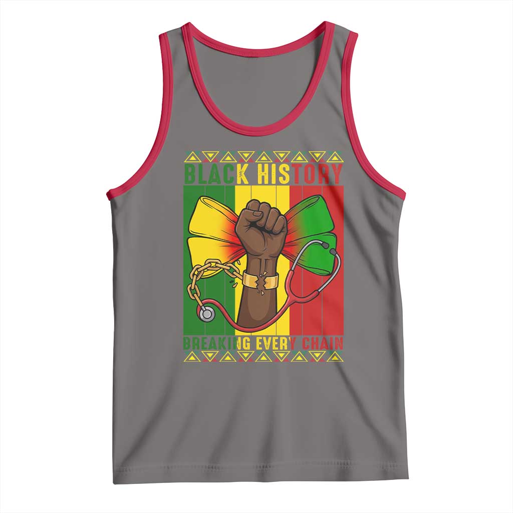 Breaking Every Chain Tank Top Black History Medical Professional Gift TS12 Deep Heather Red Print Your Wear