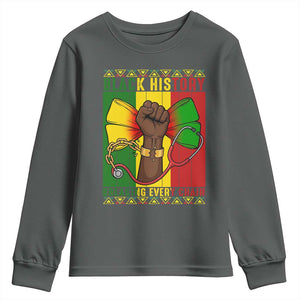 Breaking Every Chain Youth Sweatshirt Black History Medical Professional Gift TS12 Dark Heather Print Your Wear