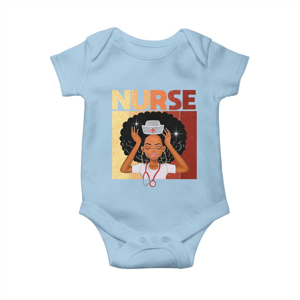Strong Black Nurse Baby Onesie Black History Medical Professional Gift TS12 Light Blue Print Your Wear