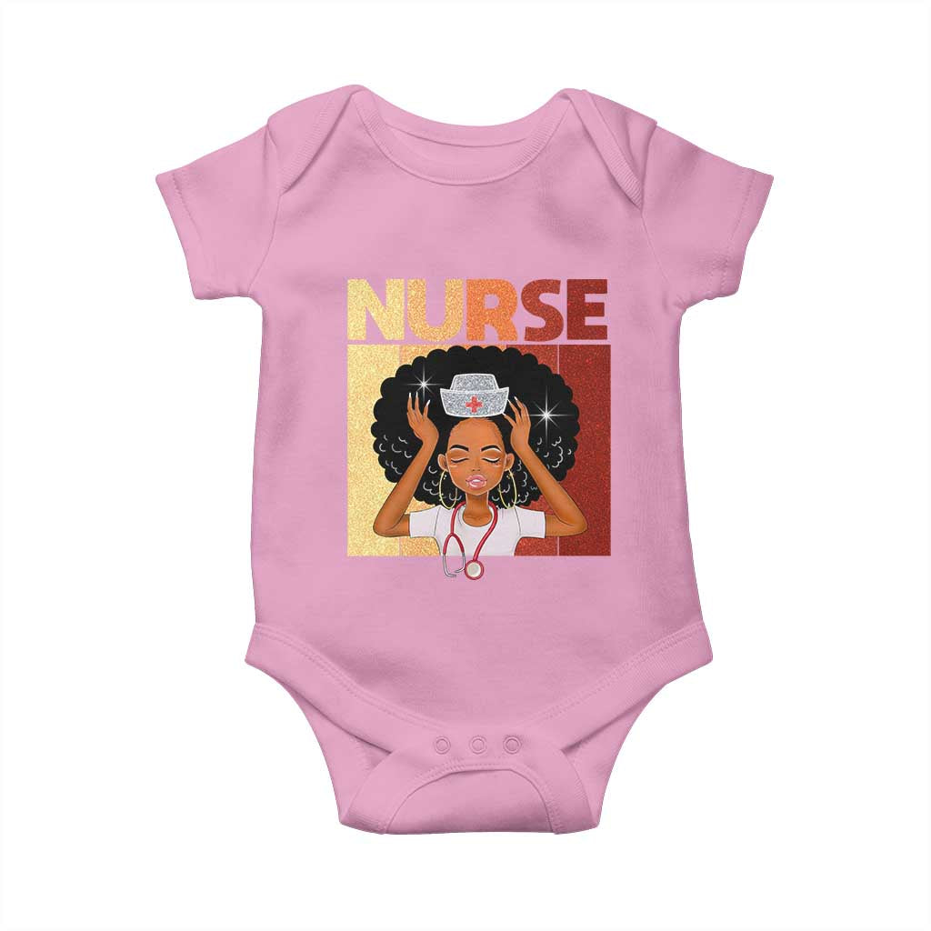 Strong Black Nurse Baby Onesie Black History Medical Professional Gift TS12 Light Pink Print Your Wear