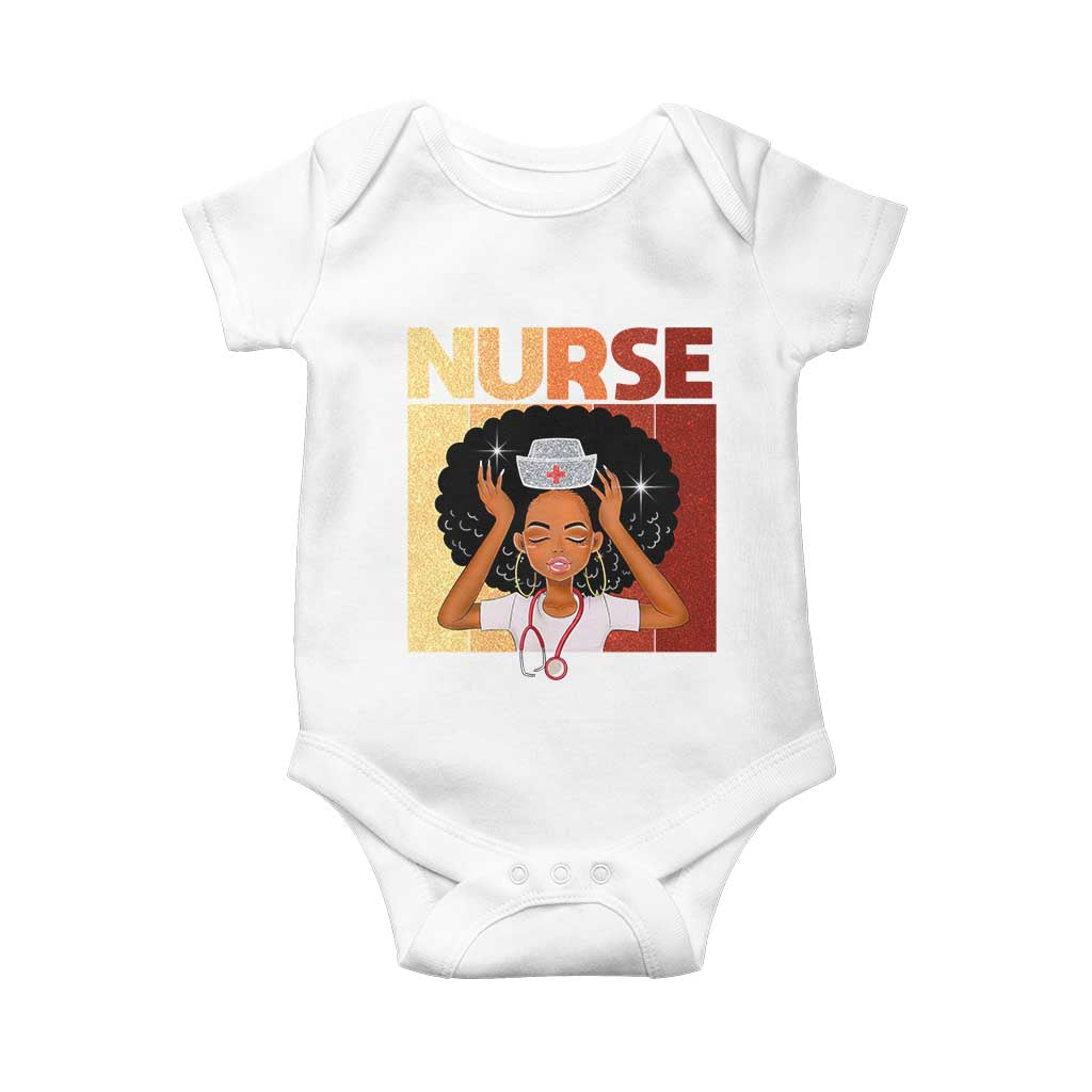 Strong Black Nurse Baby Onesie Black History Medical Professional Gift TS12 White Print Your Wear