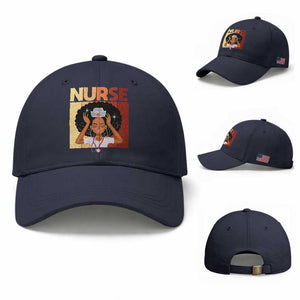 Strong Black Nurse Baseball Cap Black History Medical Professional Gift TS12 Baseball Cap Universal Fit Navy Print Your Wear