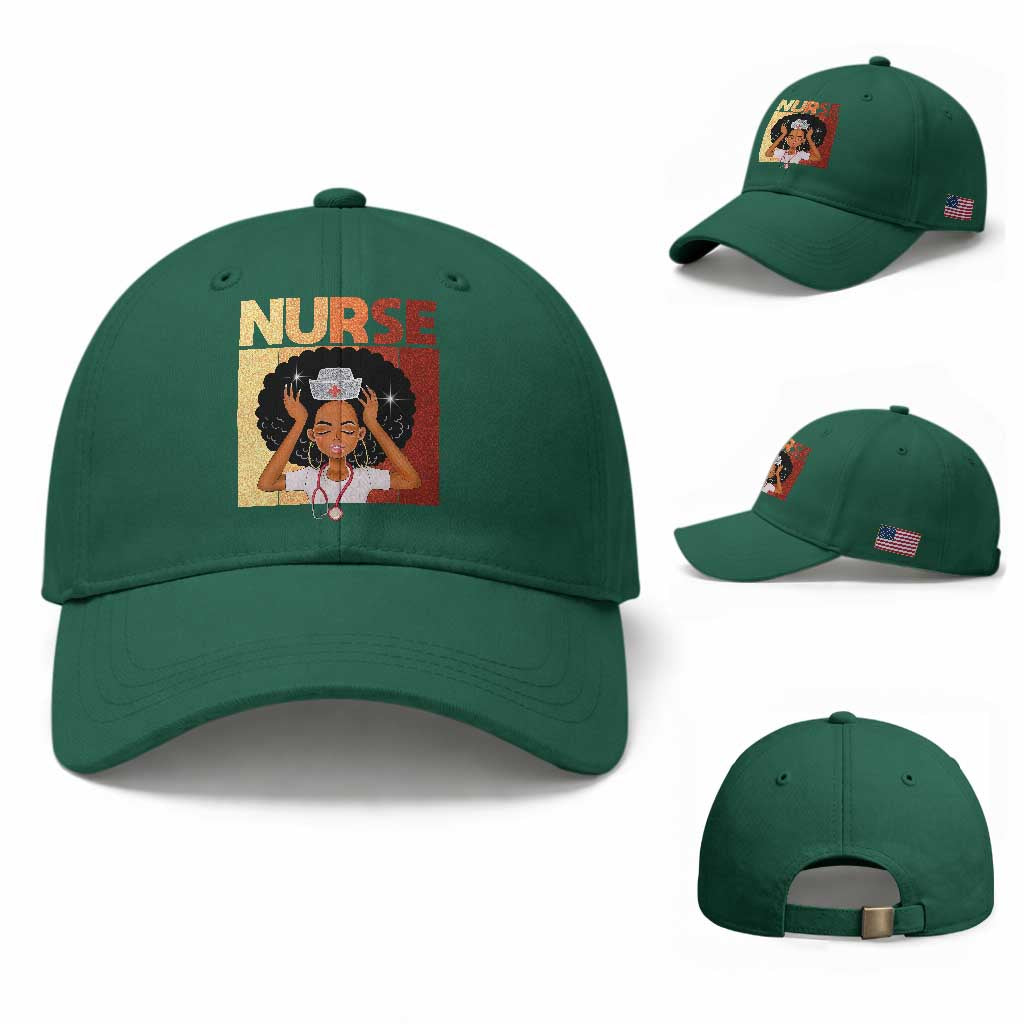 Strong Black Nurse Baseball Cap Black History Medical Professional Gift TS12 Baseball Cap Universal Fit Irish Green Print Your Wear