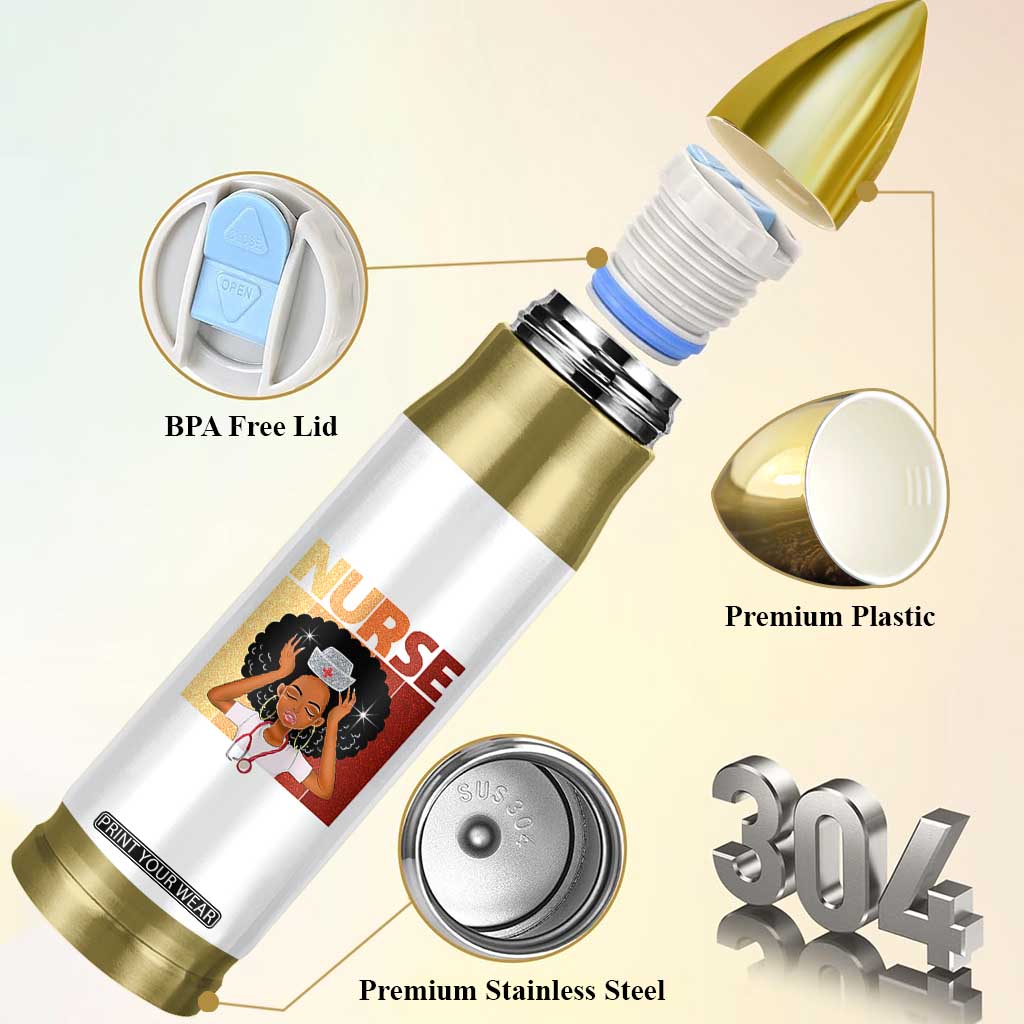 Strong Black Nurse Bullet Tumbler Black History Medical Professional Gift TS12 Print Your Wear