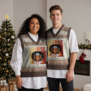 Strong Black Nurse V-Neck Knit Sweater Vest Black History Medical Professional Gift TS12 Mocha Mousse Print Your Wear