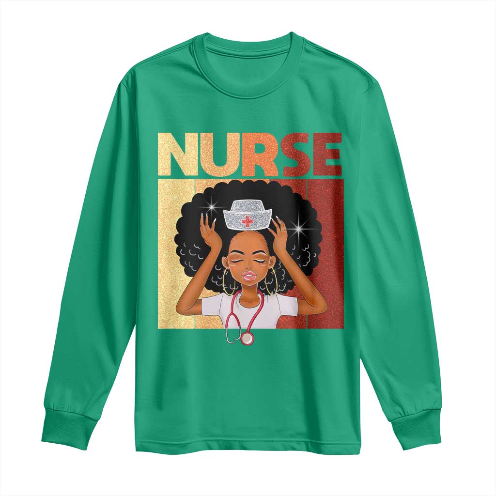 Strong Black Nurse Long Sleeve Shirt Black History Medical Professional Gift TS12 Irish Green Print Your Wear