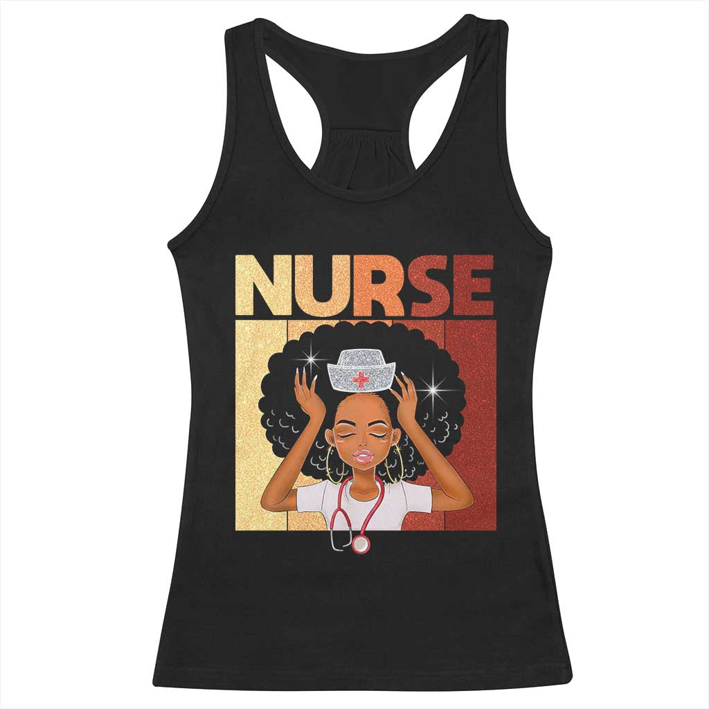 Strong Black Nurse Racerback Tank Top Black History Medical Professional Gift TS12 Black Print Your Wear