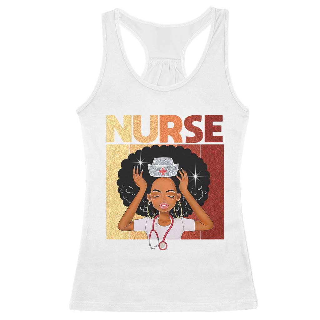 Strong Black Nurse Racerback Tank Top Black History Medical Professional Gift TS12 White Print Your Wear