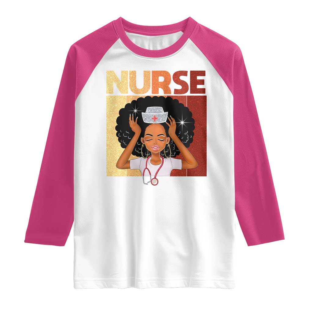 Strong Black Nurse Raglan Shirt Black History Medical Professional Gift TS12 White Heliconia Print Your Wear