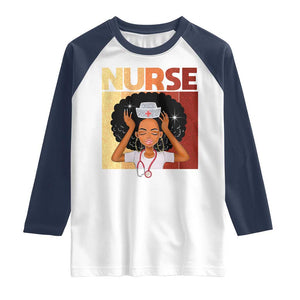 Strong Black Nurse Raglan Shirt Black History Medical Professional Gift TS12 White Navy Print Your Wear