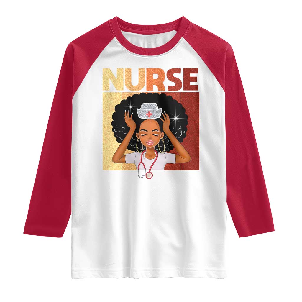 Strong Black Nurse Raglan Shirt Black History Medical Professional Gift TS12 White Red Print Your Wear