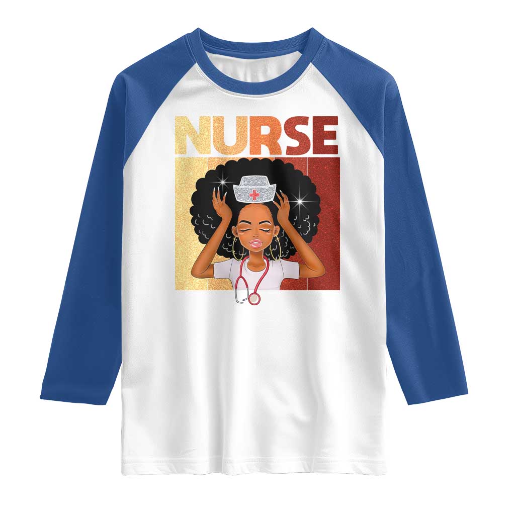 Strong Black Nurse Raglan Shirt Black History Medical Professional Gift TS12 White Royal Print Your Wear