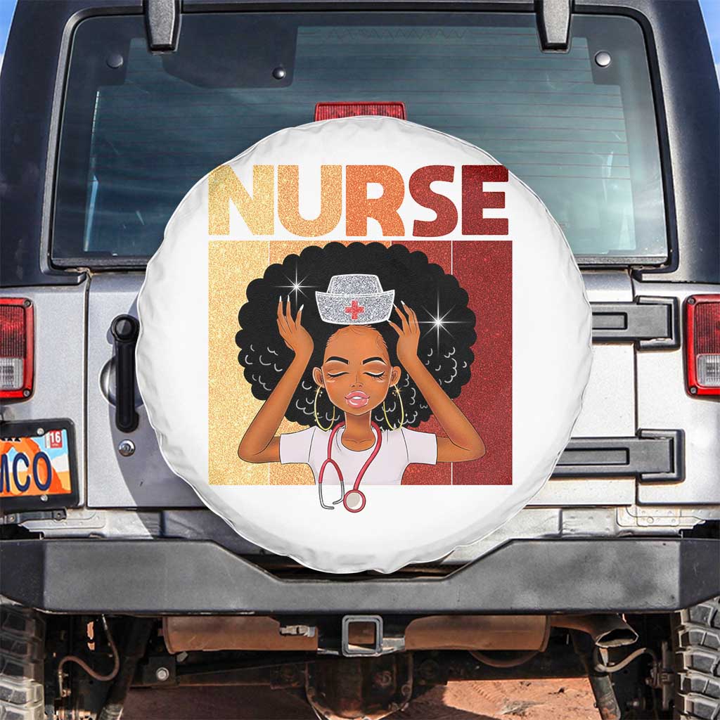 Strong Black Nurse Spare Tire Cover Black History Medical Professional Gift TS12 No hole White Print Your Wear