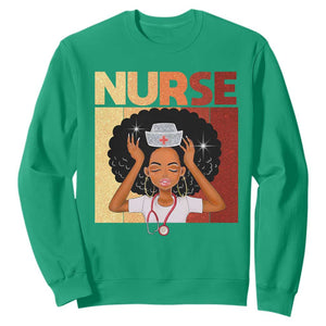 Strong Black Nurse Sweatshirt Black History Medical Professional Gift TS12 Irish Green Print Your Wear