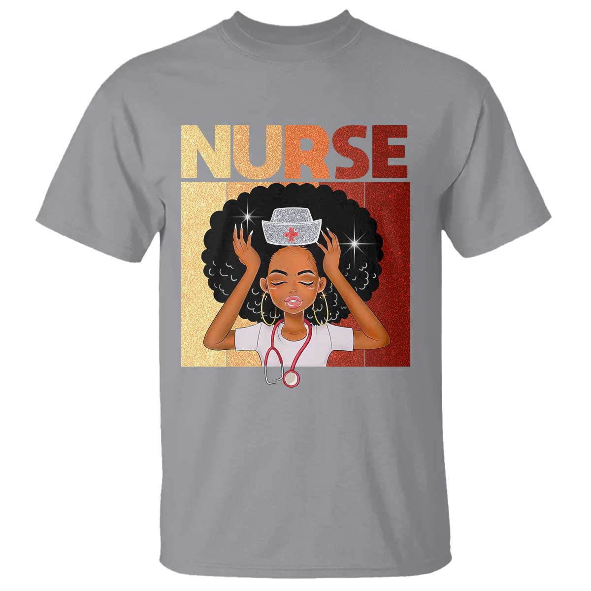 Strong Black Nurse T Shirt Black History Medical Professional Gift TS12 Sport Gray Print Your Wear