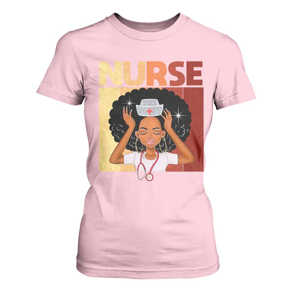 Strong Black Nurse T Shirt For Women Black History Medical Professional Gift TS12 Light Pink Print Your Wear