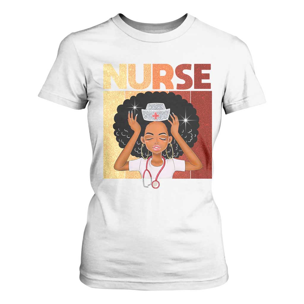 Strong Black Nurse T Shirt For Women Black History Medical Professional Gift TS12 White Print Your Wear