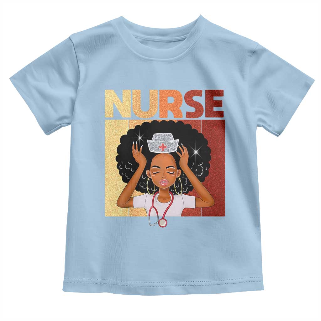 Strong Black Nurse Toddler T Shirt Black History Medical Professional Gift TS12 Light Blue Print Your Wear