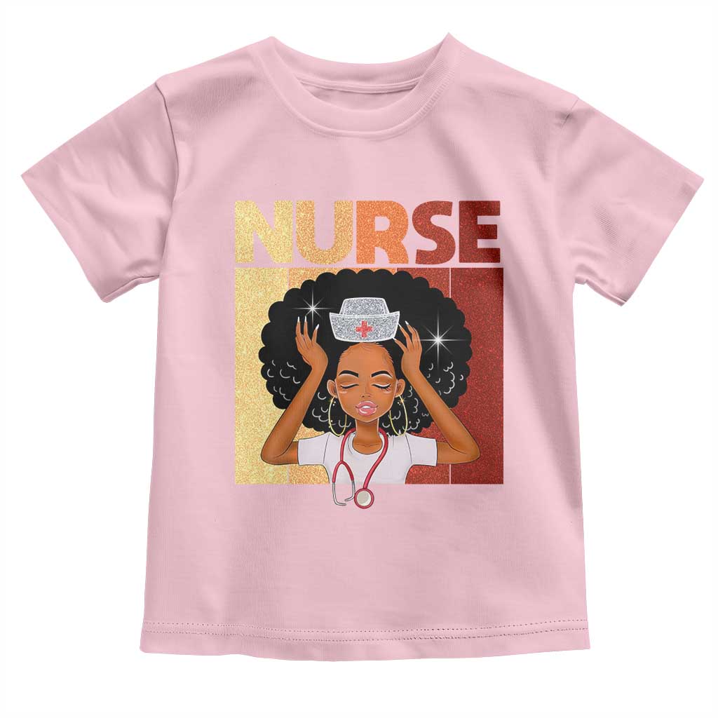 Strong Black Nurse Toddler T Shirt Black History Medical Professional Gift TS12 Light Pink Print Your Wear