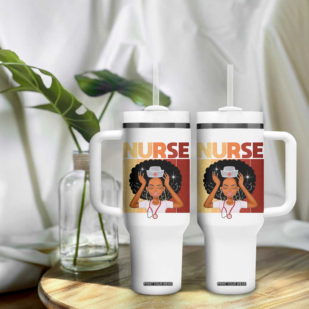 Strong Black Nurse Tumbler With Handle Black History Medical Professional Gift TS12 Print Your Wear