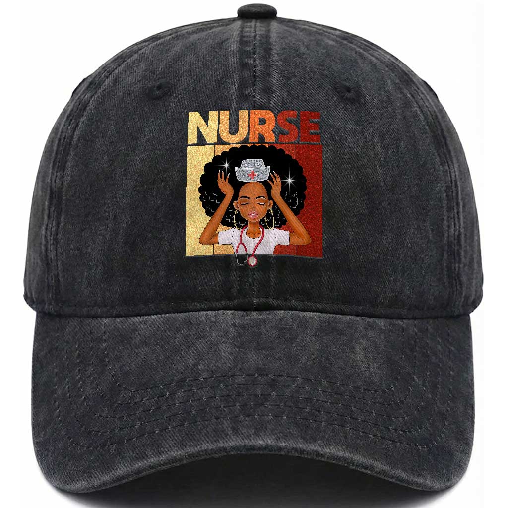 Strong Black Nurse Washed Cotton Baseball Cap Black History Medical Professional Gift TS12 Print Your Wear