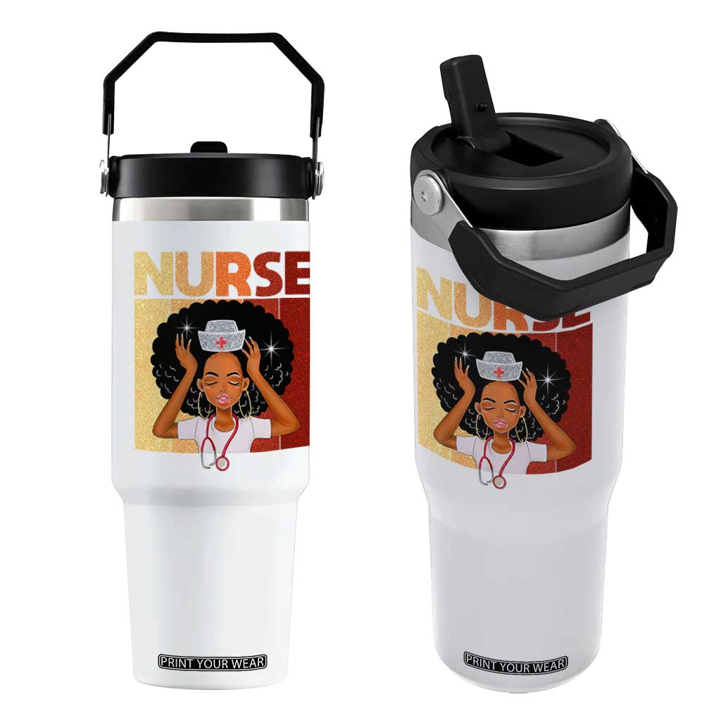 Strong Black Nurse Flip Straw Tumbler Black History Medical Professional Gift TS12 One Size: 30 oz White Print Your Wear