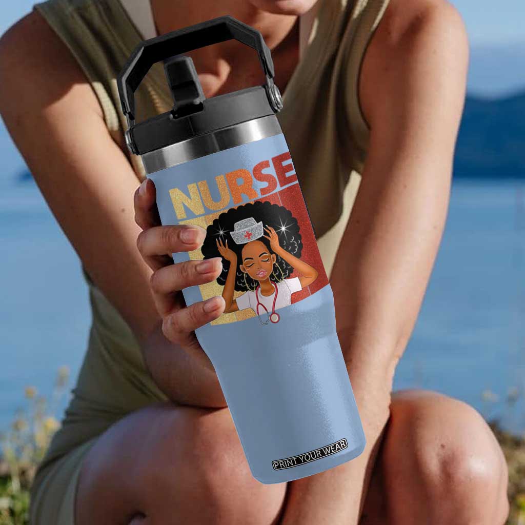 Strong Black Nurse Flip Straw Tumbler Black History Medical Professional Gift TS12 One Size: 30 oz Light Blue Print Your Wear