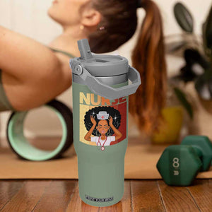 Strong Black Nurse Flip Straw Tumbler Black History Medical Professional Gift TS12 One Size: 30 oz Moss Green Print Your Wear