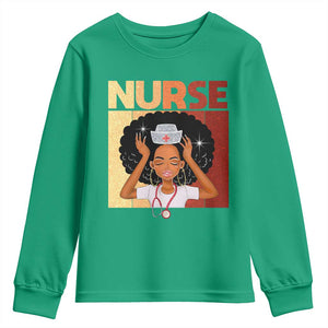 Strong Black Nurse Youth Sweatshirt Black History Medical Professional Gift TS12 Irish Green Print Your Wear