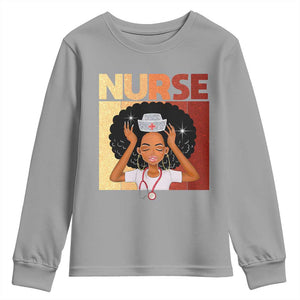 Strong Black Nurse Youth Sweatshirt Black History Medical Professional Gift TS12 Sport Gray Print Your Wear