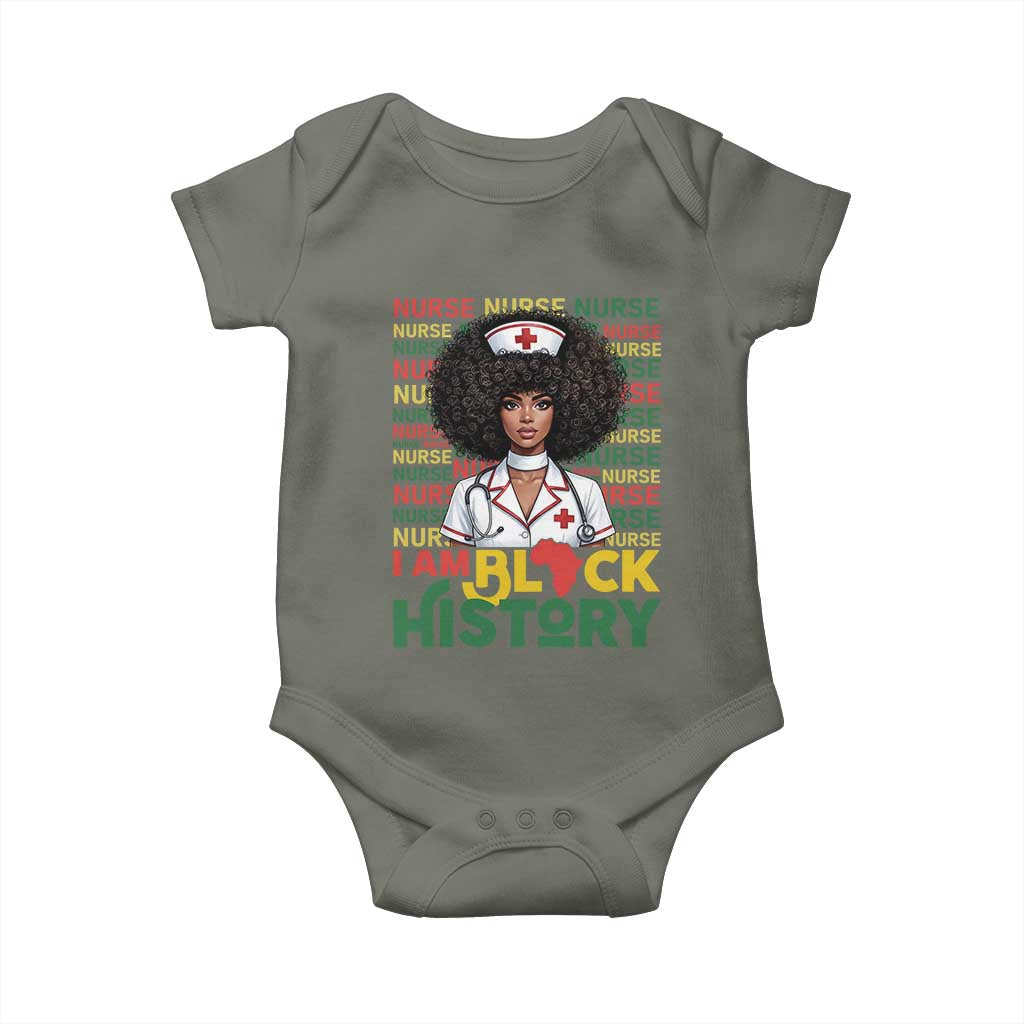 I Am Black History Baby Onesie Black History Month Nurse Gift TS12 Military Green Print Your Wear