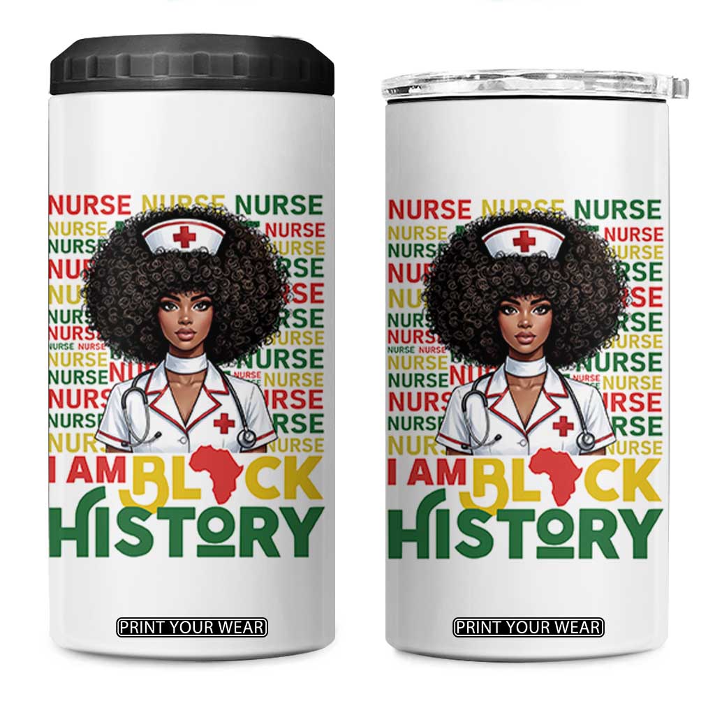 I Am Black History 4 in 1 Can Cooler Tumbler Black History Month Nurse Gift TS12 One Size: 16 oz White Print Your Wear