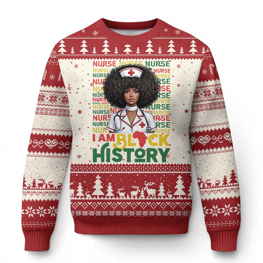 I Am Black History Ugly Christmas Sweater Black History Month Nurse Gift TS12 Beige Red Print Your Wear