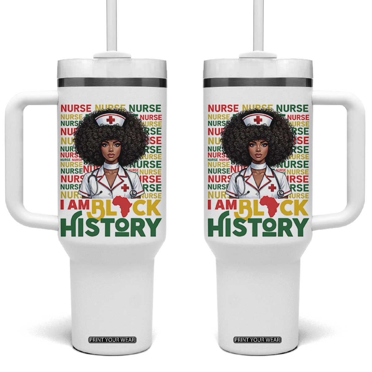I Am Black History Tumbler With Handle Black History Month Nurse Gift TS12 One Size: 40 oz White Print Your Wear