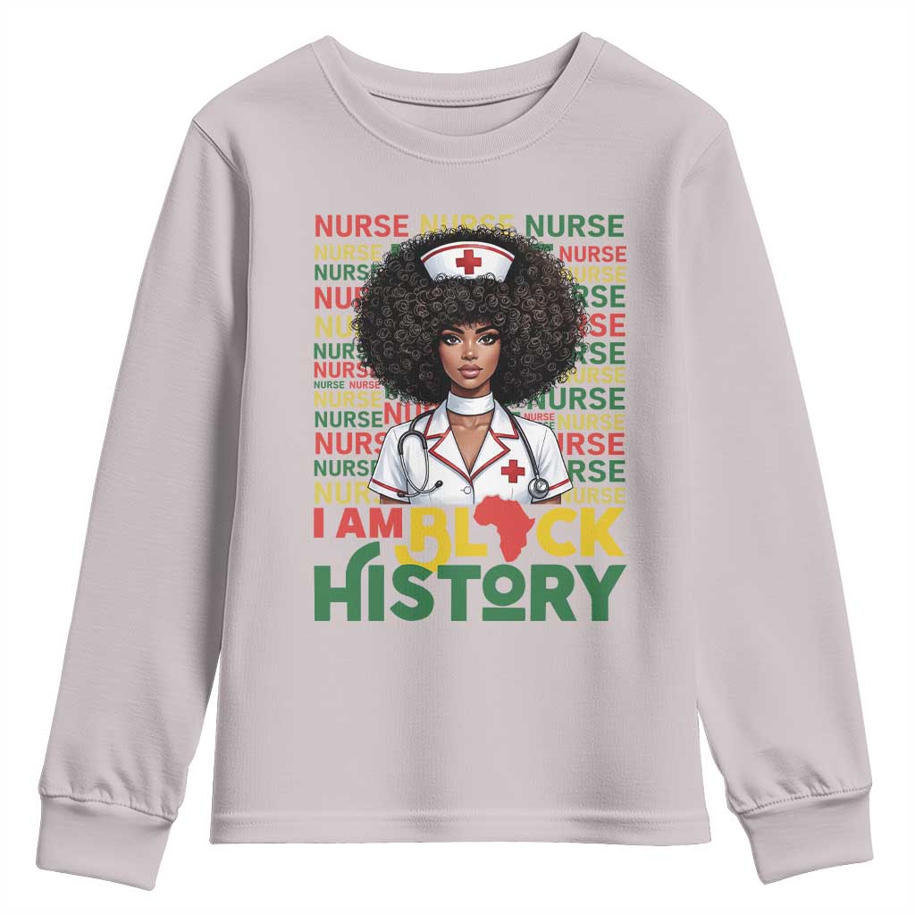 I Am Black History Youth Sweatshirt Black History Month Nurse Gift TS12 Ice Gray Print Your Wear