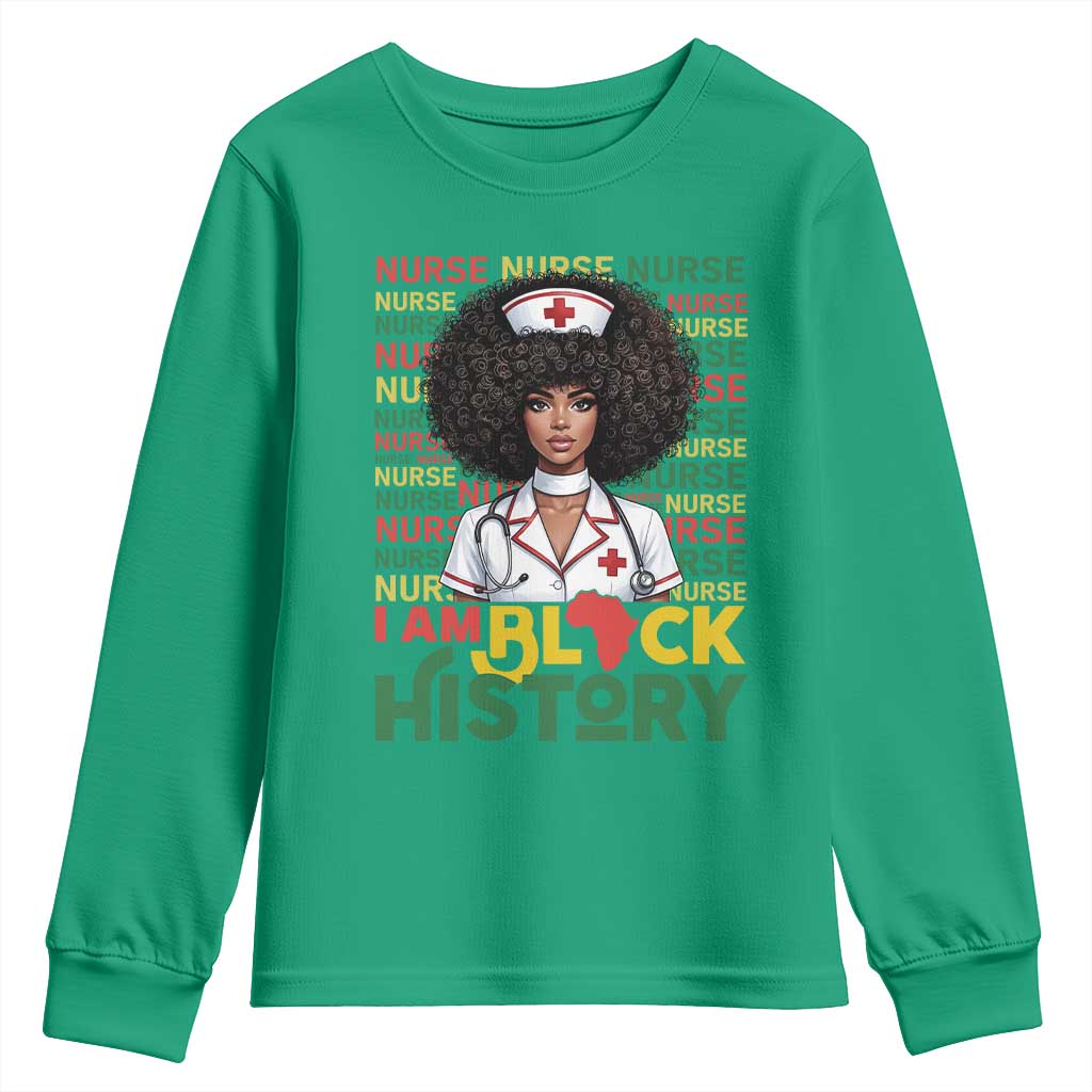 I Am Black History Youth Sweatshirt Black History Month Nurse Gift TS12 Irish Green Print Your Wear
